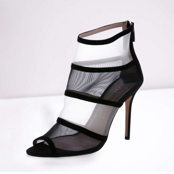 Aperlaï Shoes - Aperlai Black Mesh 'Margaux' Sandals Heels